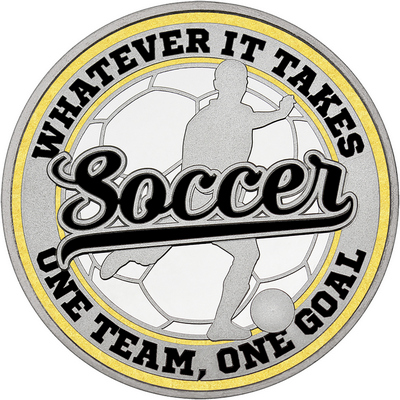 Black "Soccer" with Gold Outer Circular Borders
